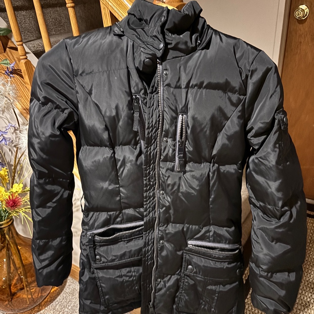 Andrew Marc Black Puffer Jacket with Quilted Design